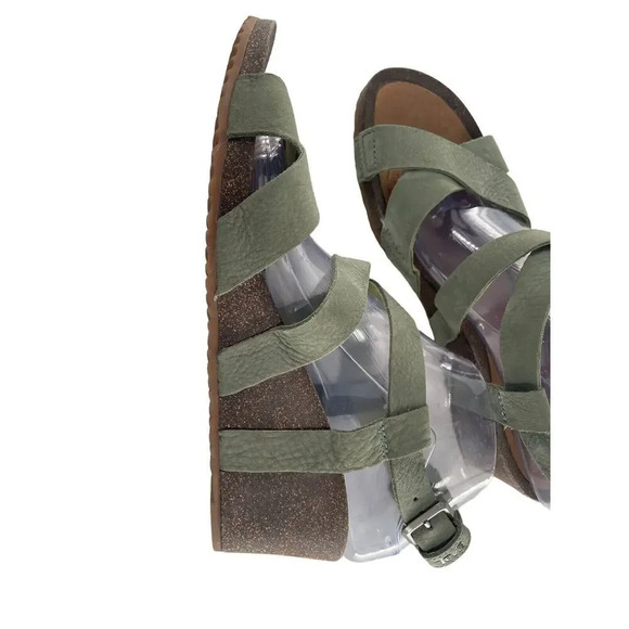 Teva Mahonia Cross Strap Comfortable Leather Wedge Sandals Green size US 9 EU 40 - Picture 9 of 16